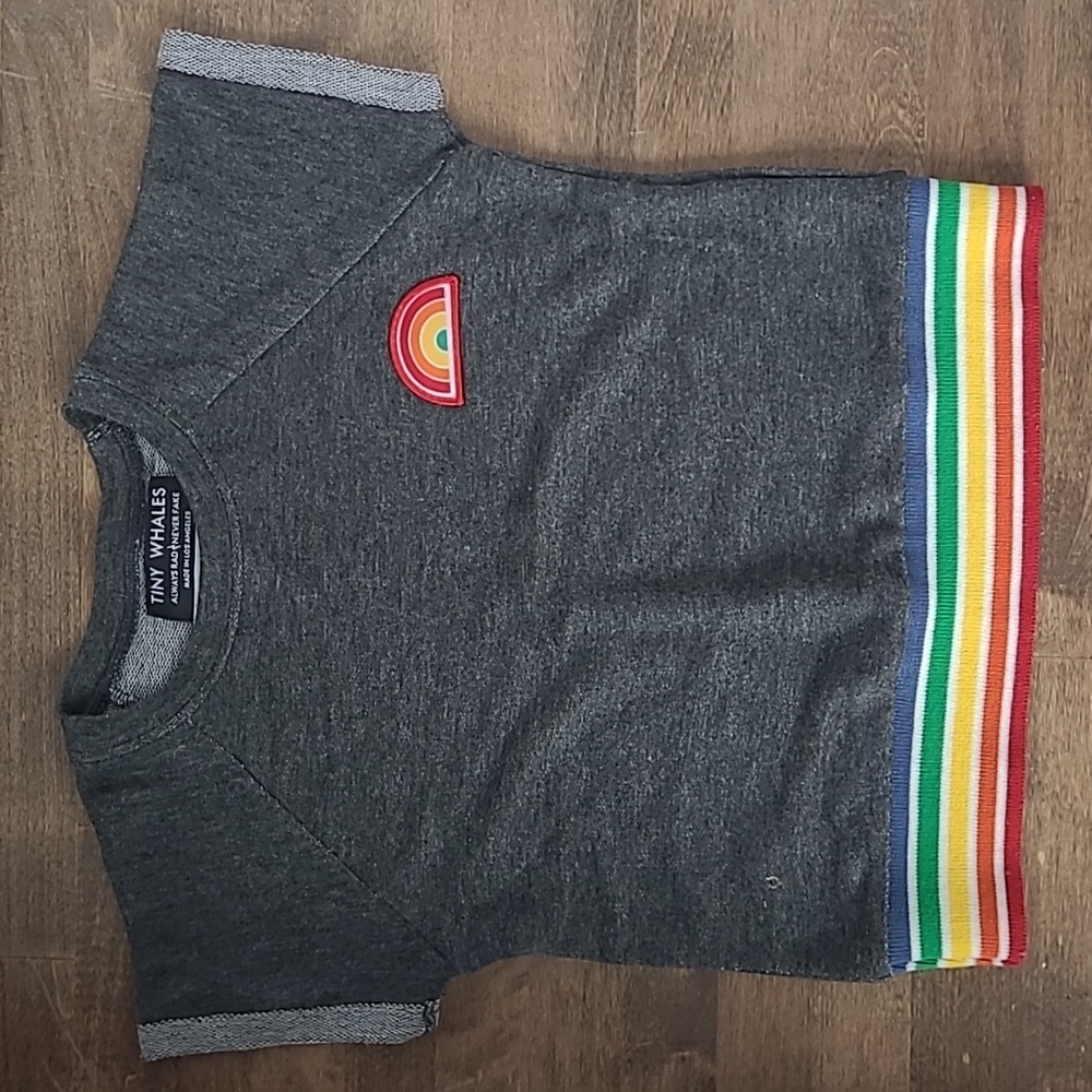 Tiny whales retro rainbow dreamer tee